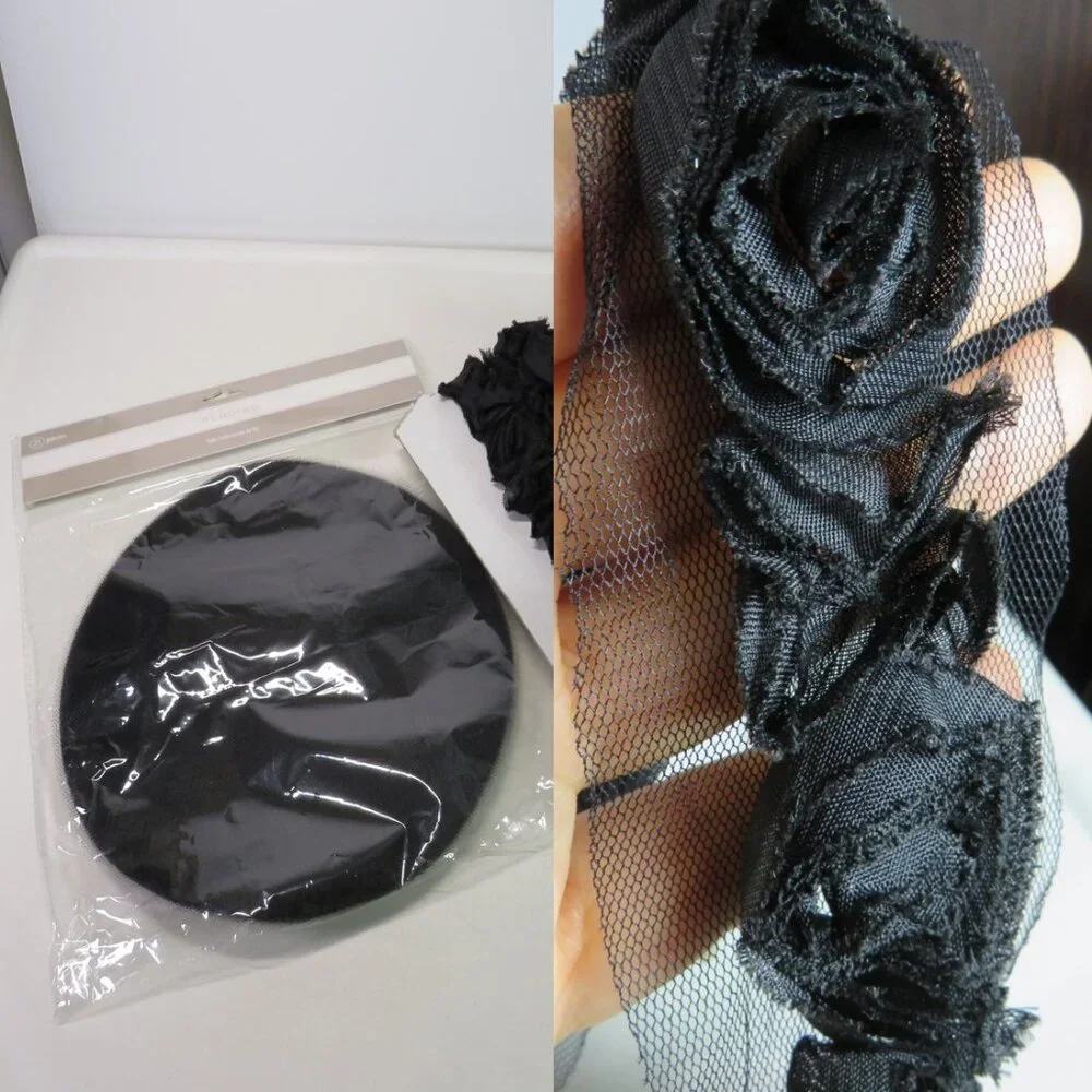 Black Rose Trim 4 yards and 1 new package tulle circles